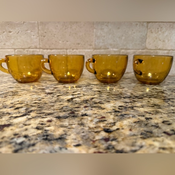 Vintage Amber Indiana Glass Sunburst Teacups. - Picture 2 of 7